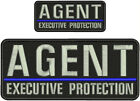 Agent Executive Protection Emb Patch 4X10 And 2X5 Velcr@ On Back Silver On Black