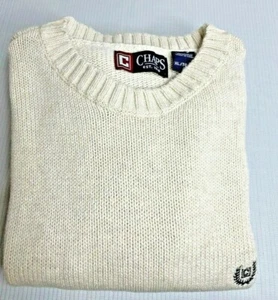 --Chaps-Men's XL 100% Cotton Ivory Natural Colored Crewneck Pullover, Excellent - Picture 1 of 7