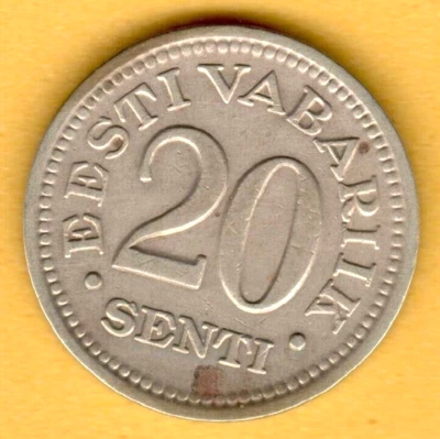 Estonia Bronze 20 Senti 1935 Estland Baltic 2709 - Image 1 of 2