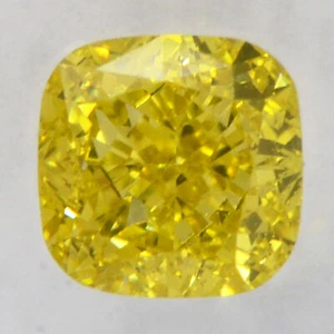 Cushion Cut Diamond Fancy Yellow IGI Certificate Loose Enhanced 0.66 Carat VVS2 - Picture 1 of 6
