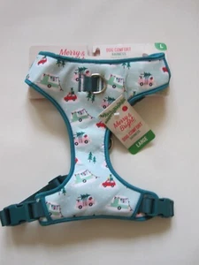Merry & Bright Collection Holiday Card Dog Comfort Vest Harness Blue Size: L - Picture 1 of 5