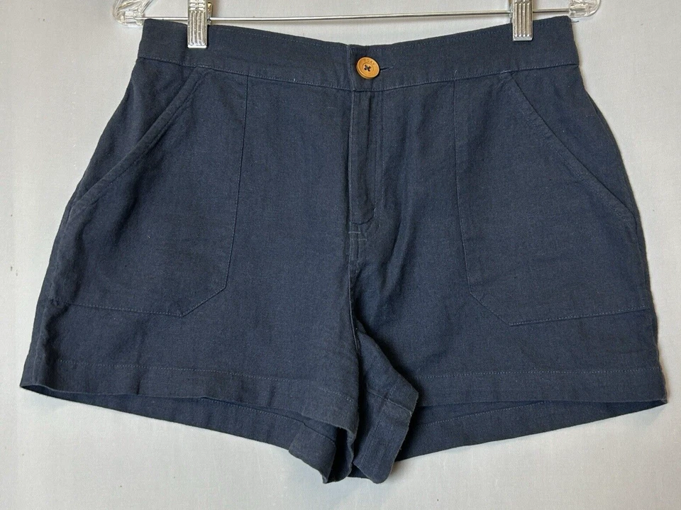 Pantalones cortos Roxy para mujer grandes azules cintura alta bolsillos con botones Foto 1 de 4