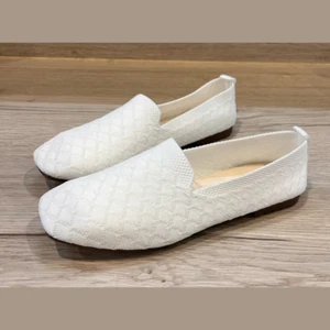 SCARPE / POMPE PIATTE DA QUADRATE A PIATTE IN TESSUTO BIANCO - Foto 1 di 4