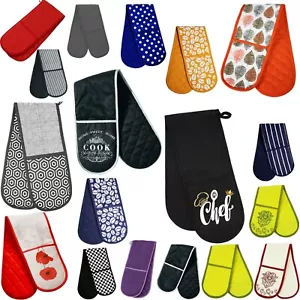 More details for double single oven glove 100% cotton insulated kitchen mitts pot holder gift uk 