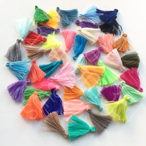 MINI COTTON SILKY TASSELS Craft Jewellery Keyring Boho Earring Necklace Bracelet - Picture 1 of 146