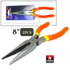 2PCS 8" Long Nose Plier W/ Soft Grip Handles In Stock and Ready to Ship - Picture 1 of 1