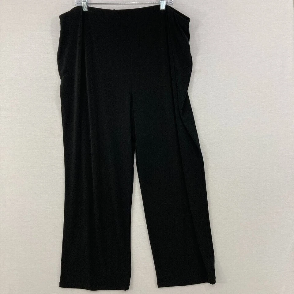 Nova Calça Pull-on JM Collection Preta Perna Larga Conforto Cintura 3X Curta - Imagem 1 de 4