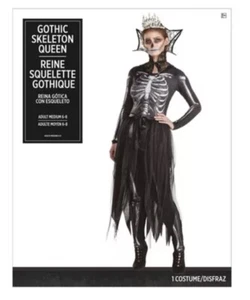 NEW Gothic Skeleton Queen Dress Adult Womens Sz Medium 6-8 Halloween Costume - Picture 1 of 4