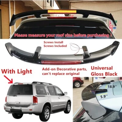 W/ Light Universal Fit For 2004-2015 Nissan Armada Rear Window Roof Spoiler Wing - Image 1 of 4