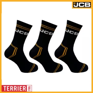 JCB Calze da Lavoro Uomo - Confezione da 3 - Nero/Giallo - UK 6-11 - Foto 1 di 5