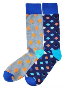 Happy Socks Uomo Viola Cotone Girocollo 2-pack Elastico Taglia Calze 8-12 Nwt - Foto 1 di 1
