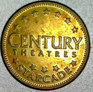 Ficha/moneda para juegos Century Theatres Starcade de latón de 22 mm Hoffman como nueva - Imagen 1 de 2