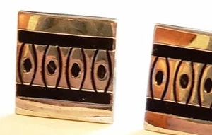 Vintage Manschettenknöpfe Modernist Cuff Links Schwarz und Silber Mid Century cl- - Bild 1 von 4