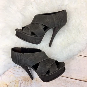 Elizabeth & James Milla Crossover Sandals Textured Leather Platform Heel 6.5B - Picture 1 of 12