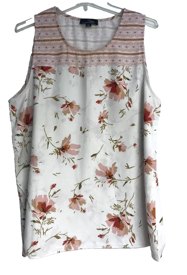 Blusa sin mangas floral melocotón XL de Suzanne Betro para mujer Foto 1 de 4