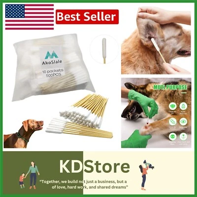 Versatile 500 Pack Cotton Swabs for Dog Ear Cleaning - Biodegradable and Safe - Image 1 of 4