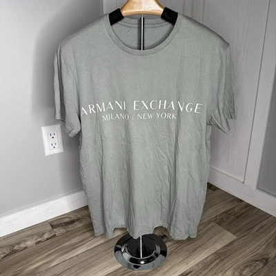 Camiseta gris con logotipo de Armani Exchange para hombre Milano Nueva York talla M camiseta gráfica de algodón Foto 1 de 4