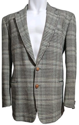 Blazer VALENTINO UOMO Italiano Raro De Colección Años 60 Tweed Lana Pata de Gallo - ¡MATICES!! Foto 1 de 4