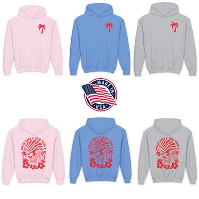 PINK PALM Sudadera con Capucha Niños, Buenas Vibraciones Estampado Buenas Mareas Linda Sudadera con Capucha Gráfica Foto 1 de 4