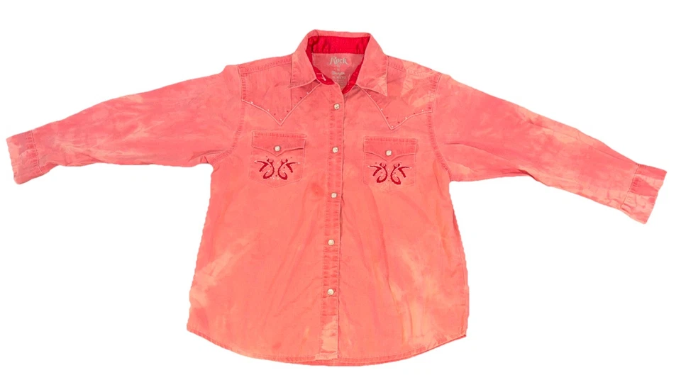 Rock 47 Wrangler девочек размер XL искусственно состаренный красный длинным рукавом Snap рубашка - Изображение 1 из 4