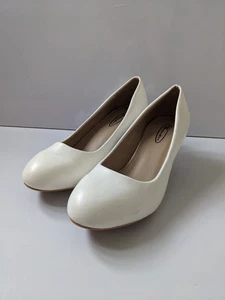 NO DOUBT Damen-Pumps weiß Slipper rund Tow niedriger Absatz Größe UK7 EU40 - Bild 1 von 8