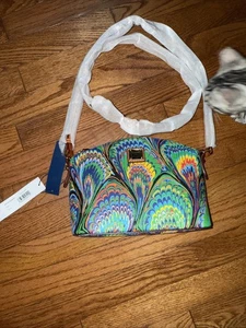 NWT Dooney & Bourke Bright Marbled Suki Crossbody Purse/Handbag ~ Plumes ~ Blue - Picture 1 of 4