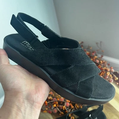 Munro MICAH Womens Slingback Arch Support Sandal Sz 5M Black Suede - Image 1 of 4