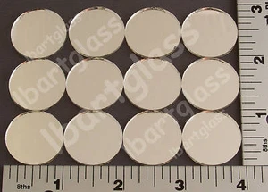 12 PIECES OF MIRROR GLASS 1" CIRCLES NON-FUSIBLE GLASS - Picture 1 of 1