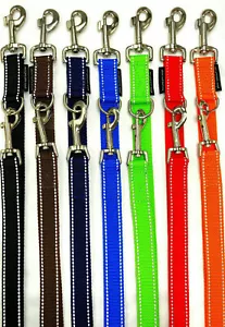 Hundeleine Doppelleine reflektierend Gurtband 20mm+25mm 2m 2,4m 2,8m 3,5m 5m - Bild 1 von 16