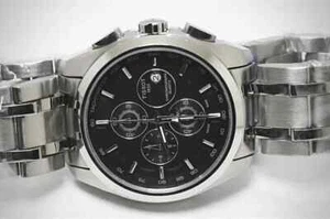 Tissot Classic Chronograph Black Dial Silver Belt Men's Quartz Watch