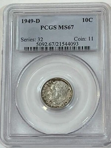 1949-D Roosevelt Dime PCGS MS67 Cert# 21544093 - Picture 1 of 4