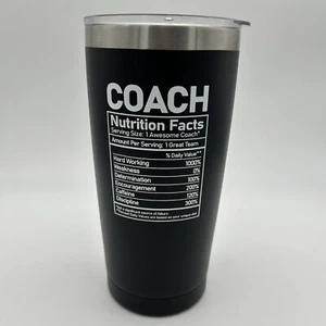 Coach Información Nutricional Vaso de Viaje Negro Acero Inoxidable Profesor Equipo Deportivo - Imagen 1 de 6