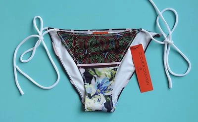 Nuevo traje de baño Clover Canyon Tanga Bikini Parte inferior Floral Rayas S Nuevo con etiquetas Foto 1 de 4