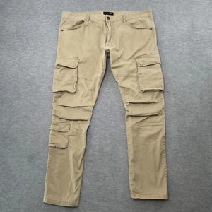 Pantalones Smoke Rise Hombres 42x32 Beige Carga Ajustados Cónicos Utilidad Hip Hop Doble Rodilla - Imagen 1 de 20