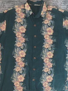 Vintage Pineapple Moon Border Print Hawaiian Shirt 100% Rayon Great Colors - Picture 1 of 7