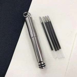 Titanium Pocket EDC Ballpoint Pen Signature Write Pen with Key Ring 5 Refills - Picture 1 of 8