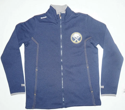 Buffalo Sabres Kids Hockey NHL Jacket Zip Up Sz Medium 10/12 YOUTH SAMPLE HOLE * Cover