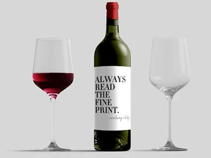 2x Always read the fine print Pregnancy Announcement Wine Label, Gender reveal - Picture 1 of 4