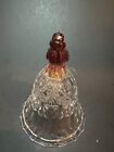 Vintage Clear Crystal Glass Bell with Red Bird on Top 3.5 inch
