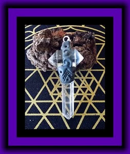 HERKIMER DIAMOND PENDANT With CRYSTAL QUARTZ POINT,  LAVA ROCK AND CHAIN - Picture 1 of 5