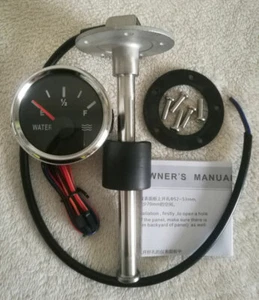 Black 2''/52mm Water Level Gauge With Sending Unit, 240-33Ω,Universal Water Tank - Picture 1 of 8