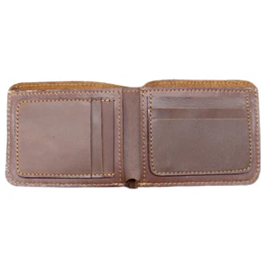 Brown Pure Leather Mens Bifold Wallet for ID's Credit Card Cash Holder - Picture 1 of 3