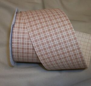 5 Yds. BEIGE STURBRIDGE KARIERTES BAUMWOLLBAND 2 5/8" breit