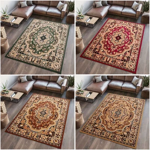 Teppich Klassisch Kurzflor Orientalisch Grün Rot Braun Wohnzimmer Schlafzimmer - Bild 1 von 29