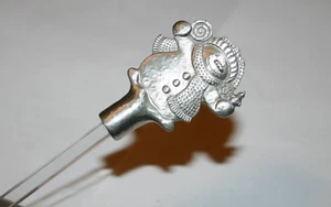 Pewter Snow Man Spir-it USA Plastic Swizzle Stick  - Picture 1 of 5