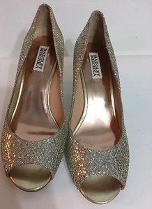 Badgley Mischka Gold/silver Shiny Open Toe Women Shoes Size 9 Medium/ Euro 40 - Picture 1 of 8