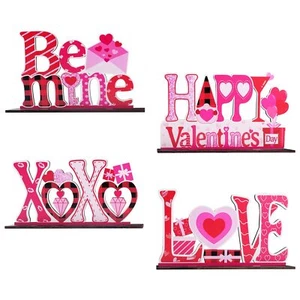 Valentines Day Decor Love Wooden Table Sign 4pcs Romantic Tabletop Centerpiec... - Picture 1 of 7