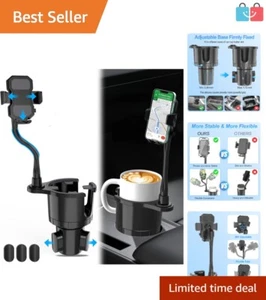 Sturdy Car Cup Holder Phone Cradle - 360° Adjustable Base Fits Most Vehicles - Picture 1 of 9