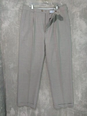 Callaway 正装裤子男式 38 x 31 灰色羊毛打褶弹力高尔夫 — 第 1/4 张图片