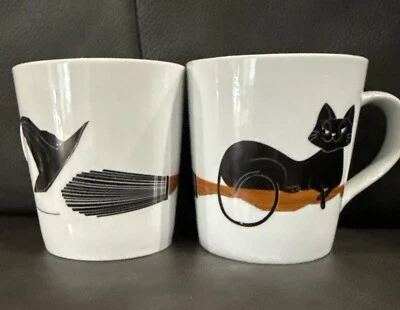 Juego de 2 tazas de palo de escoba gato negro de Halloween de caja y barril Foto 1 de 4